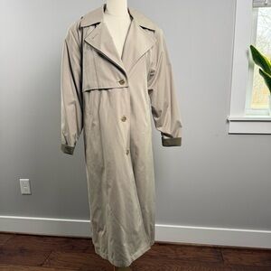 London Towne Light Tan Brown Trench Coat 12P Belted Removable Hood